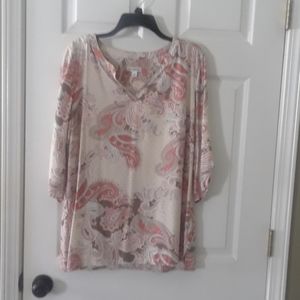 Croft and Barrow cream peach and brown Paisley pri